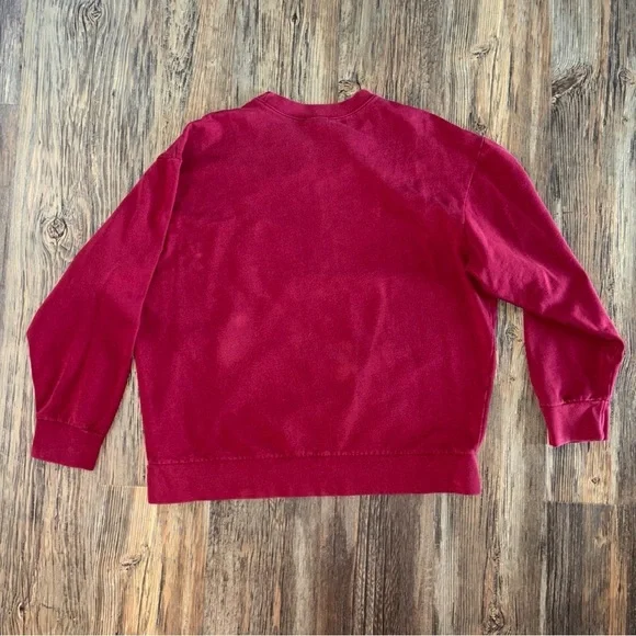 Vtg 90s Y2K Nike Flocked Spell Out Logo Fleece Crewneck Sweatshirt Mens XL Red - Picture 2 of 10